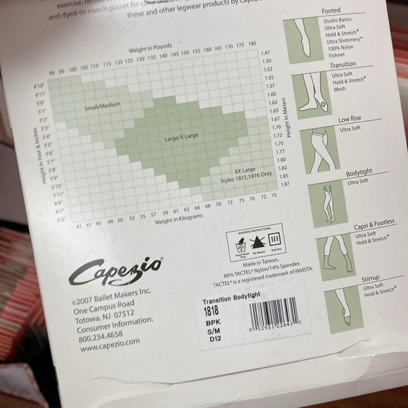 Black or Light Suntan!! S/M Capezio Body Tight - Picture 6 of 8